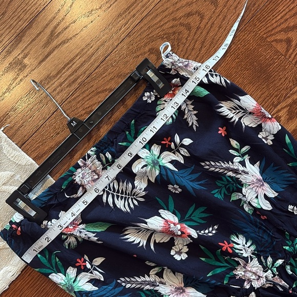 Women’s tropical strapless high slit wide leg jumpsuit rayon draw string waist L - Picture 7 of 10